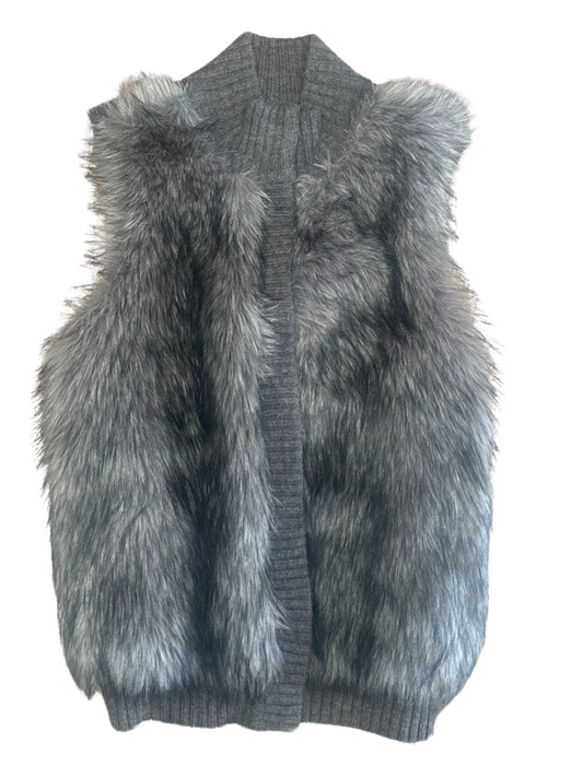 Michael Kors Faux Silver Grey Fur Vest