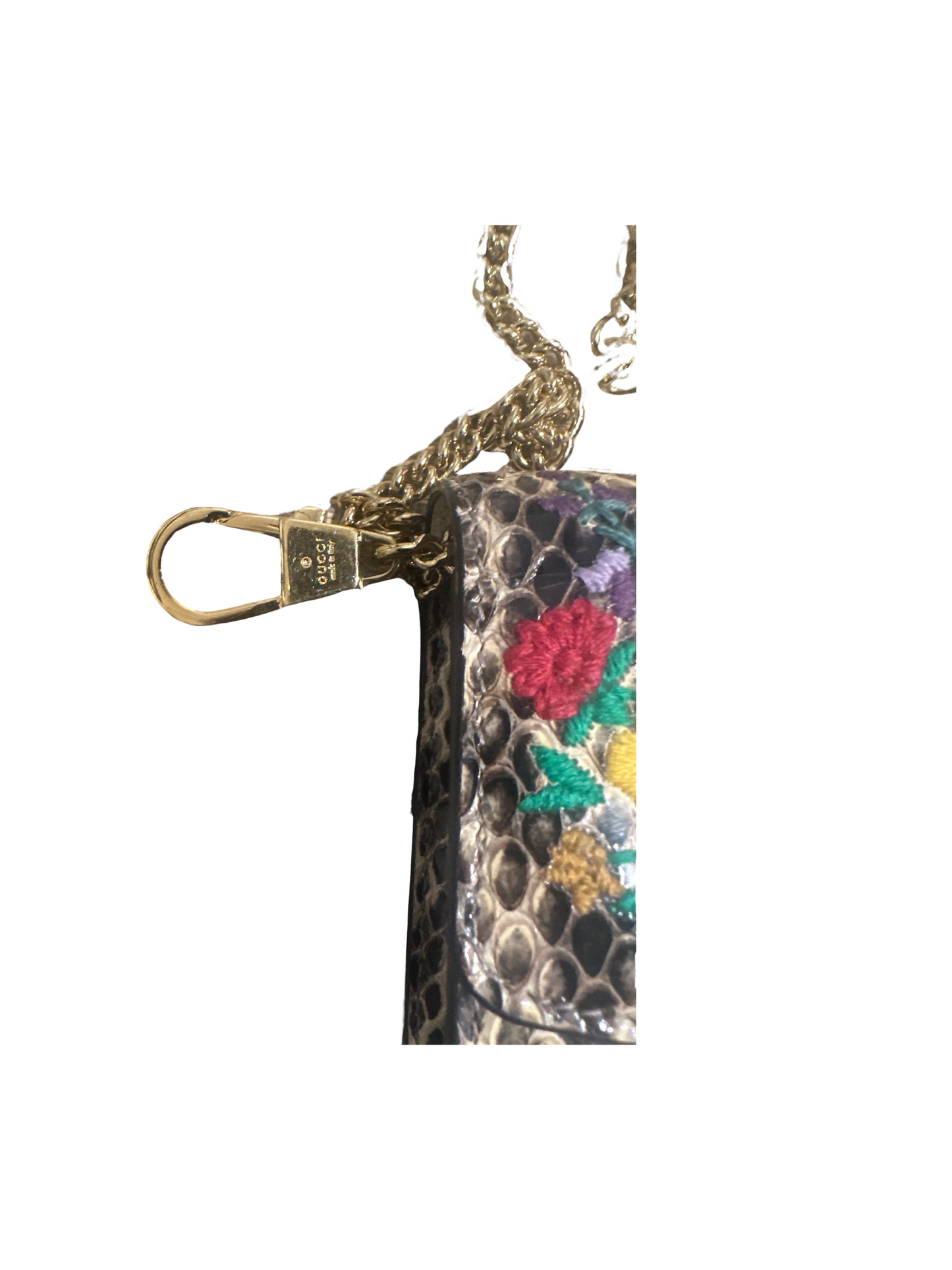 Authentic Gucci Mini Floral-print Snake Cross Body Purse