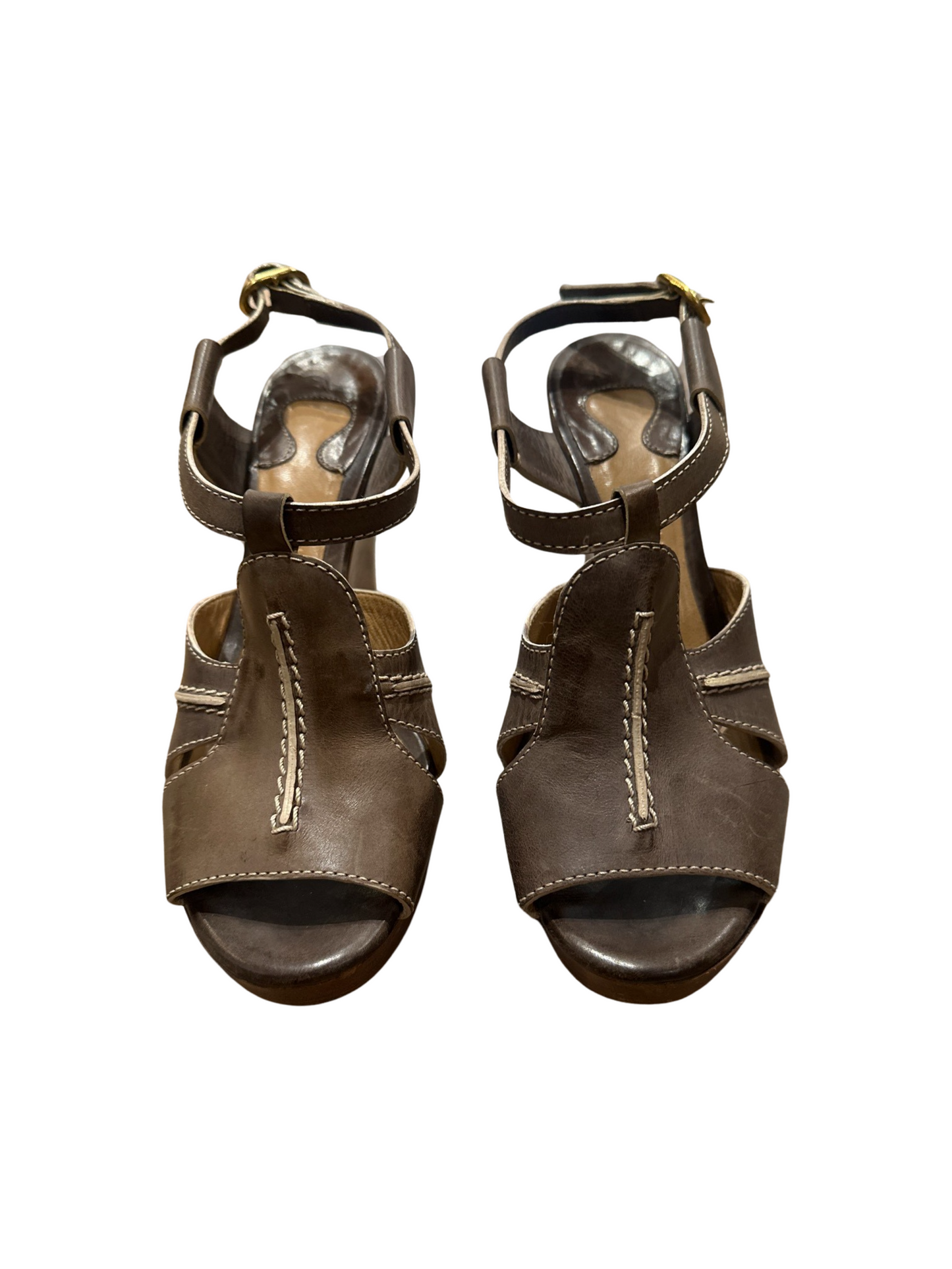 Chloé Leather and wood wedges 36