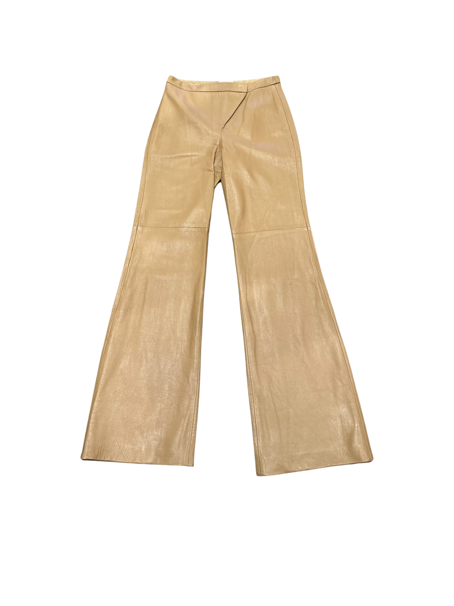 MaxAzria Collection Cognac Wide Leg Leather Trousers