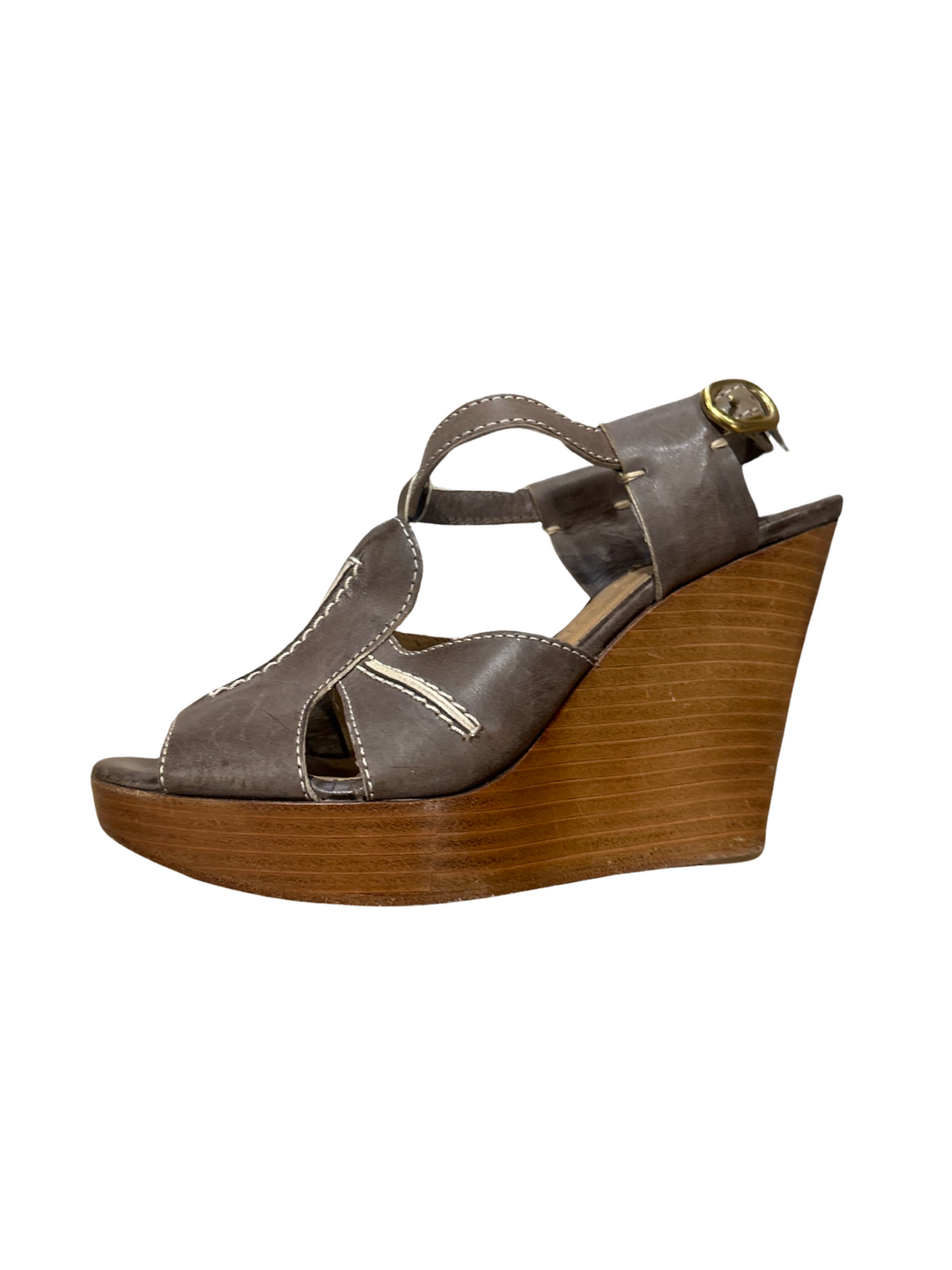 Chloé Leather and wood wedges 36
