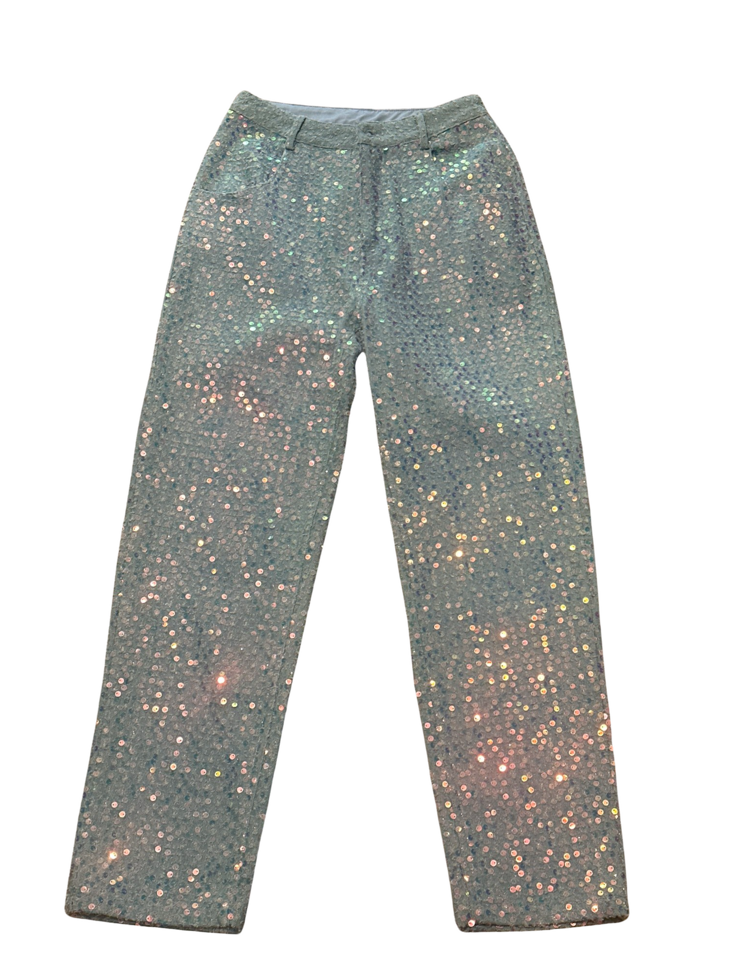 Dance and Marvel Sparkly Two Tone Metallic Sequins Jeans