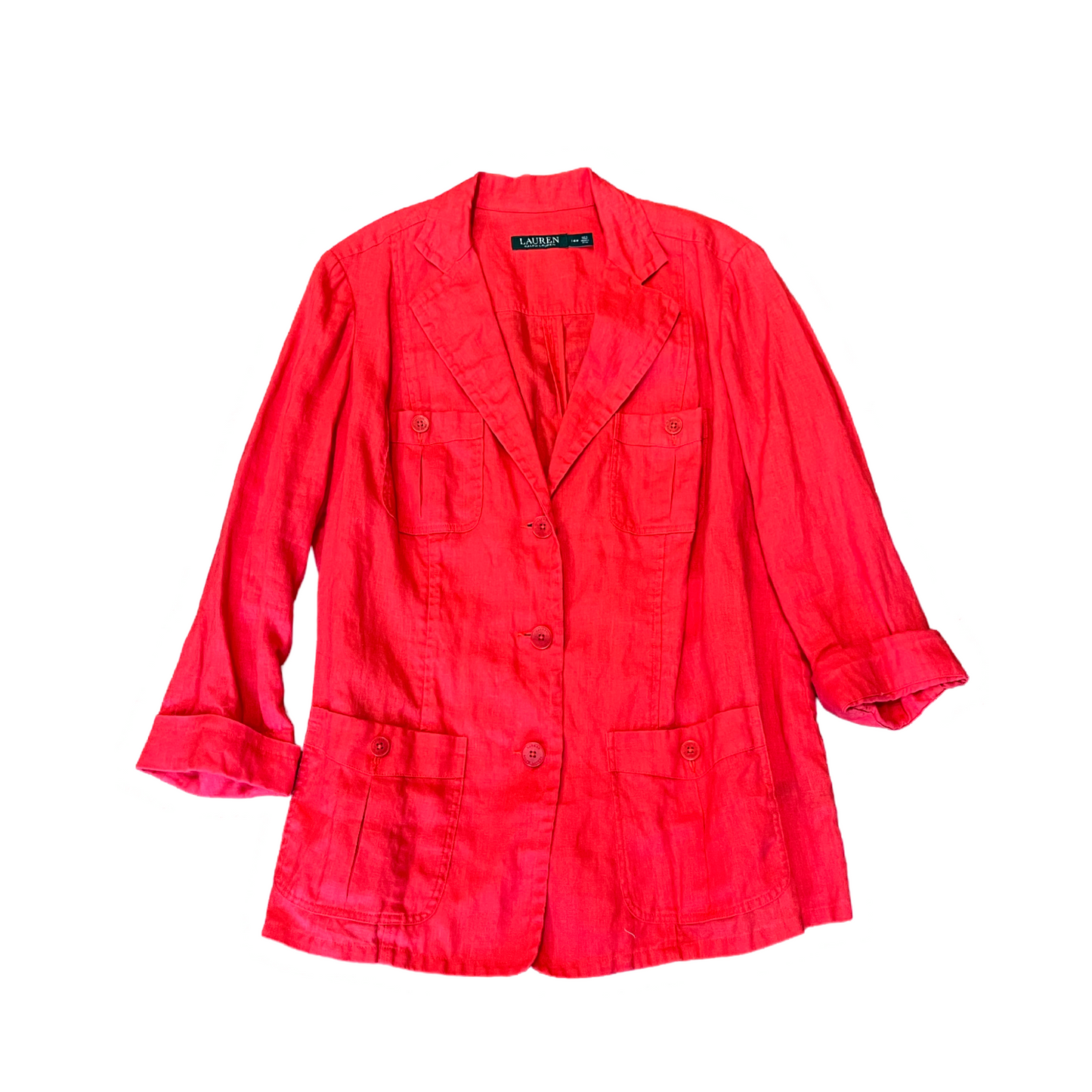 Lauren By Ralph Lauren Red Linen Jacket