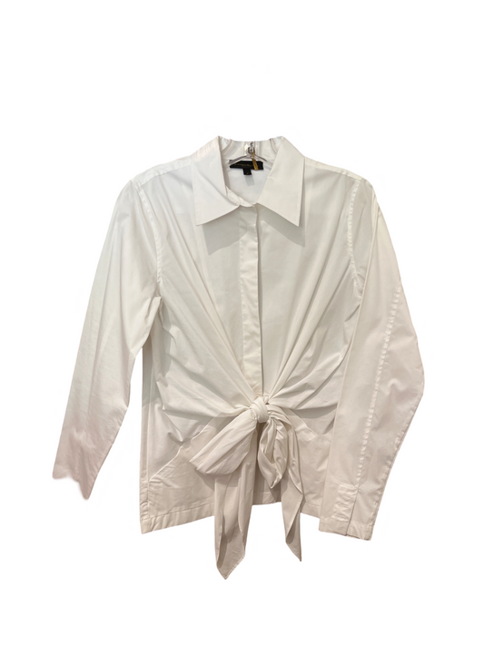 Donna Karan White Tie Blouse