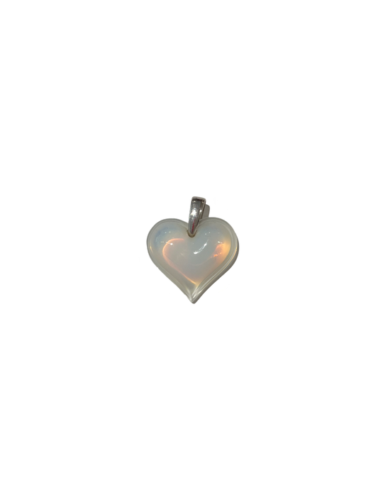 Lalique Iridescent White Heart Pendant