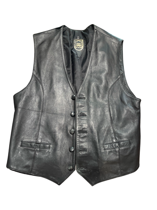 India Black Vintage Men's Leather Vest /L