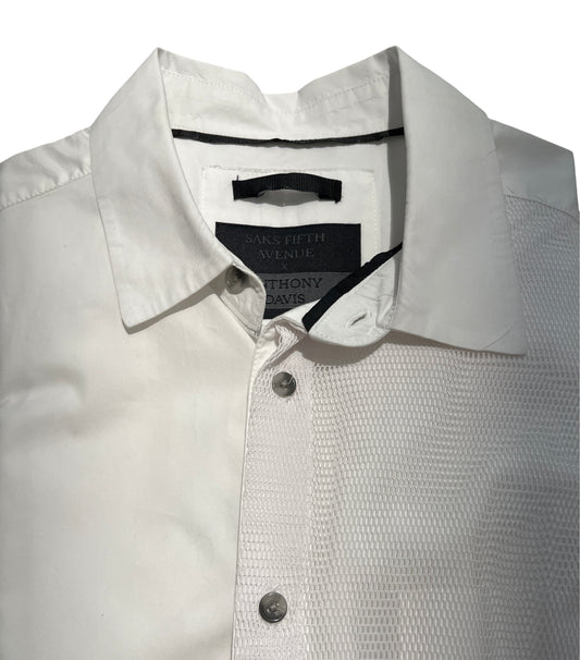 Saks Fifth Ave. Anthony Davis White Sport Shirt Medium