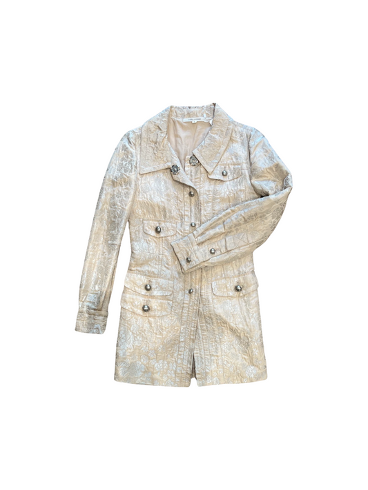 Marc Jacobs Long Cream and Metallic Gold Brocade Coat /6