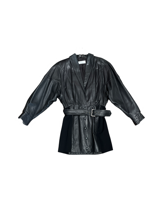 Marc Cain Vintage Black Leather Jacket