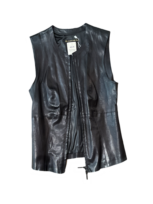 Plein SUD Leather Vest Black Vintage - 40/8