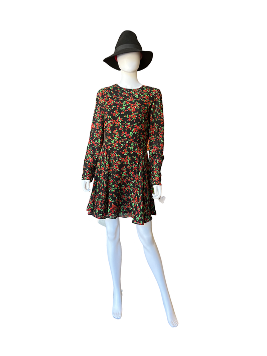 Valentino Long Sleeves Floral Print Midi Dress /44