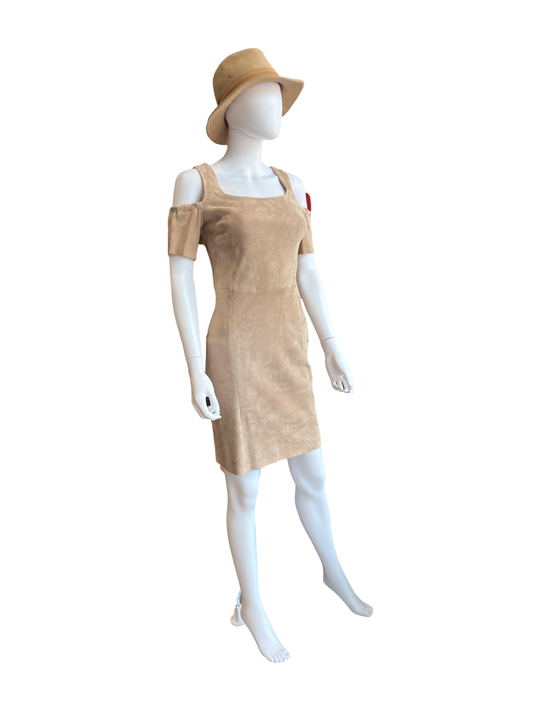 DROMe Clod Shoulder Beige Blush 100% lamb Leather Dress/M