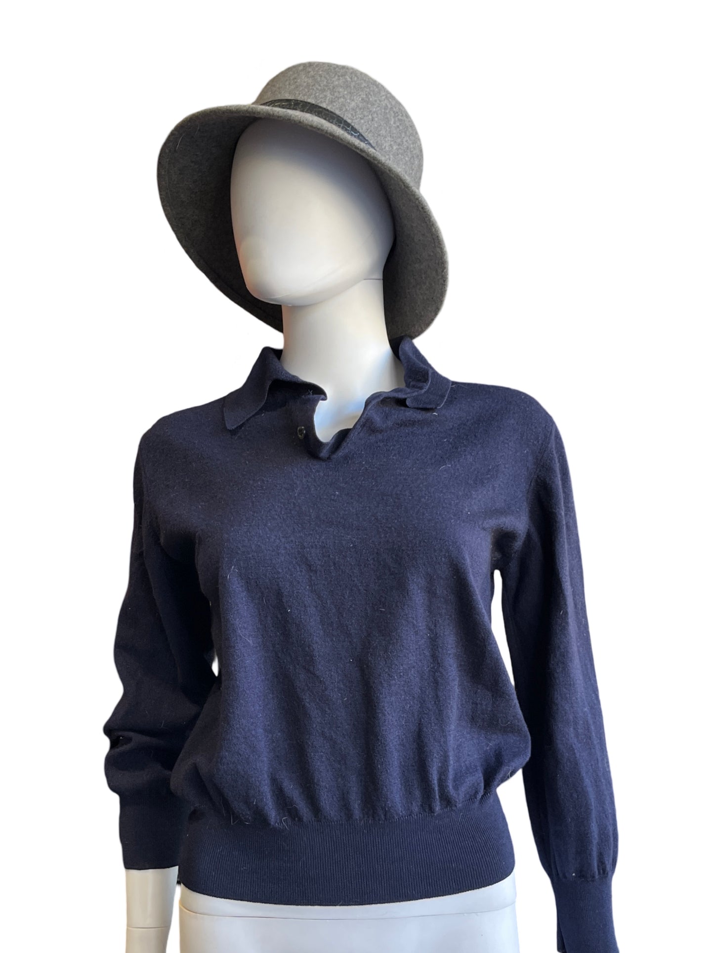 Canali Merino Wool Navy Polo Sweater /54