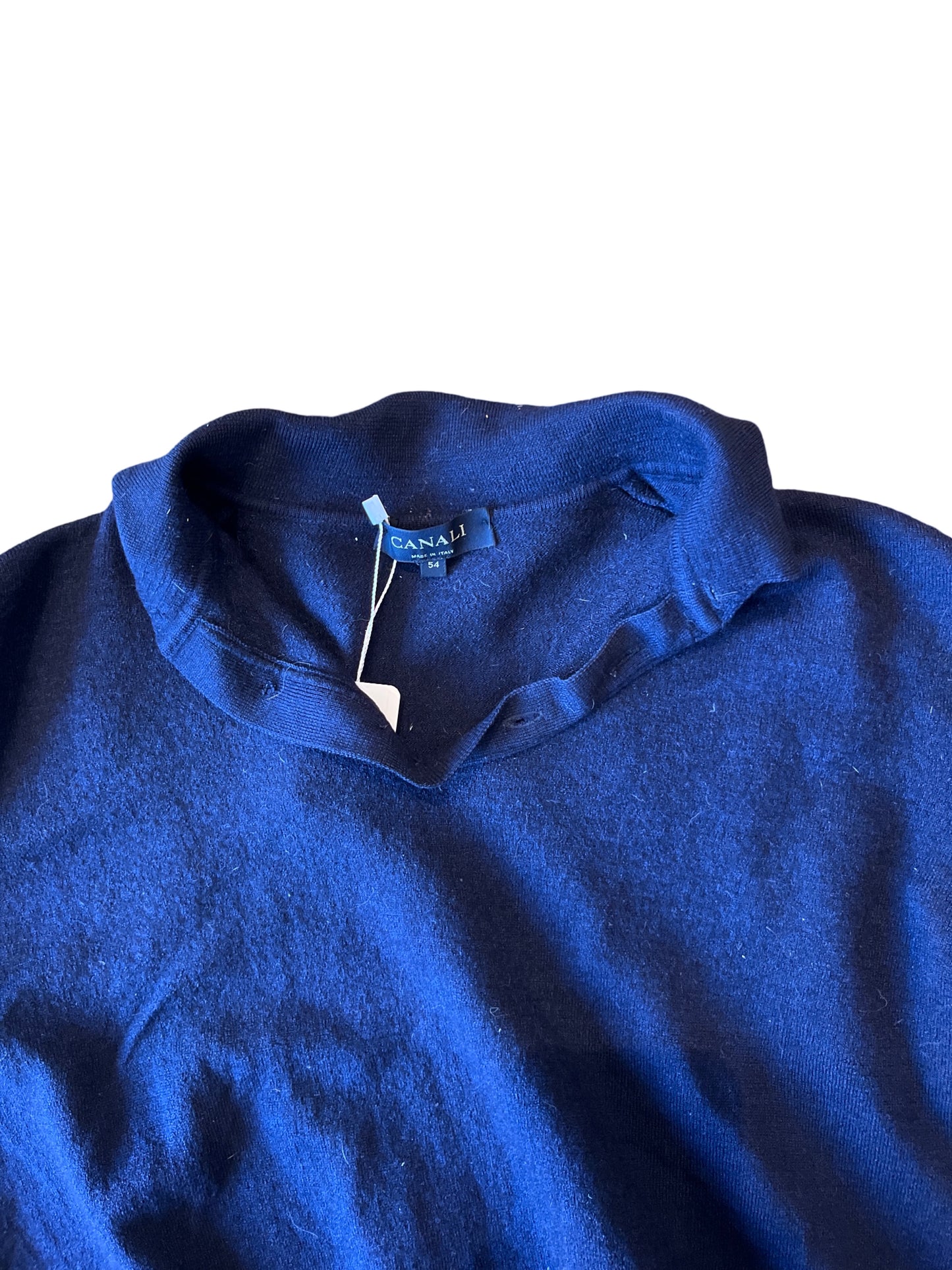 Canali Merino Wool Navy Polo Sweater /54