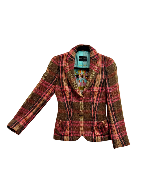 Rena Lange Multicolor Tweed Silk/Wool Blend Blazer