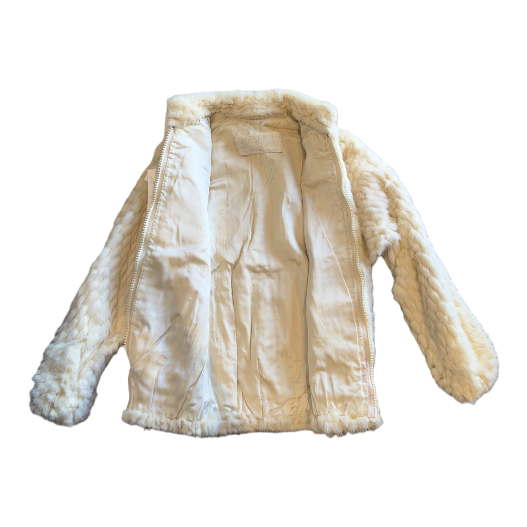 l. Magnin Mink Beige Woven Bomber Jacket