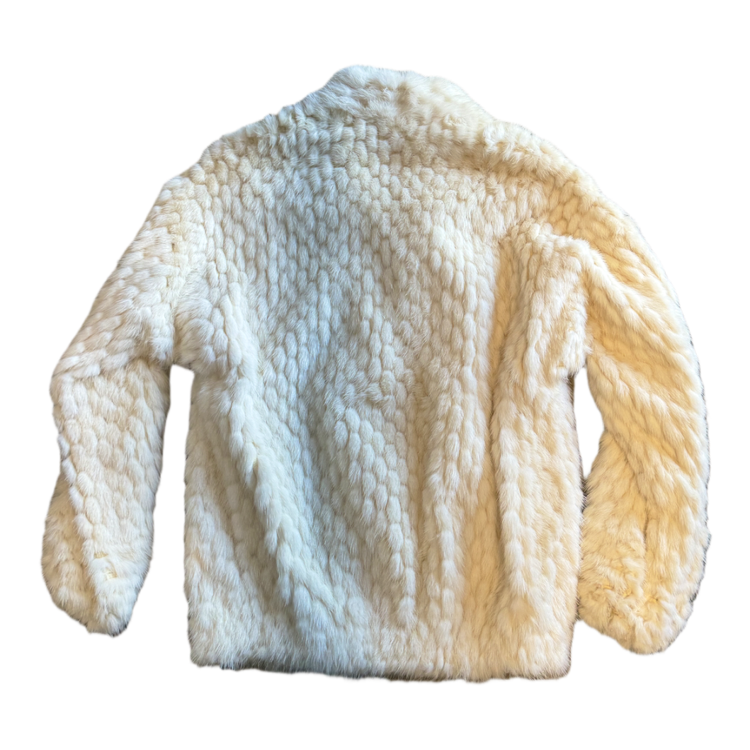 l. Magnin Mink Beige Woven Bomber Jacket