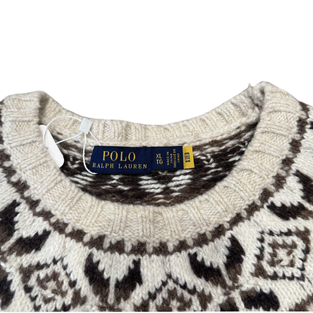 Polo Ralph Lauren Nordic Fair Isle Aran Women's Cable Knit Sweater XL