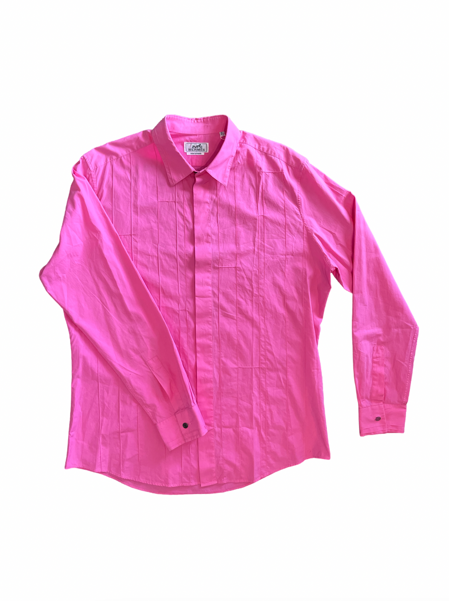 Hermes Hot Pink Collared Shirt Long Sleeve Men's : 42/16.5