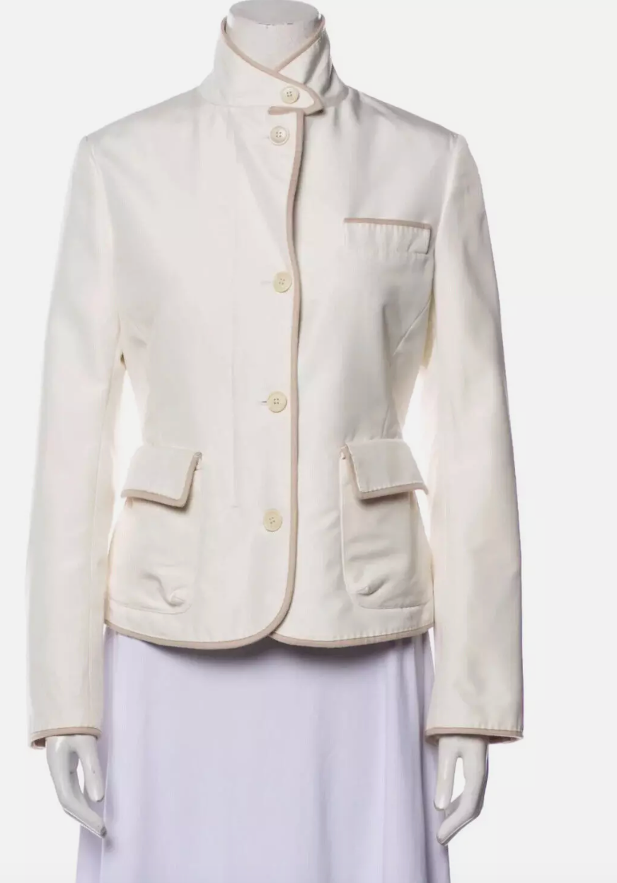 Loro Piana Storm System Cream Cashmere Lined Jacket Size 48