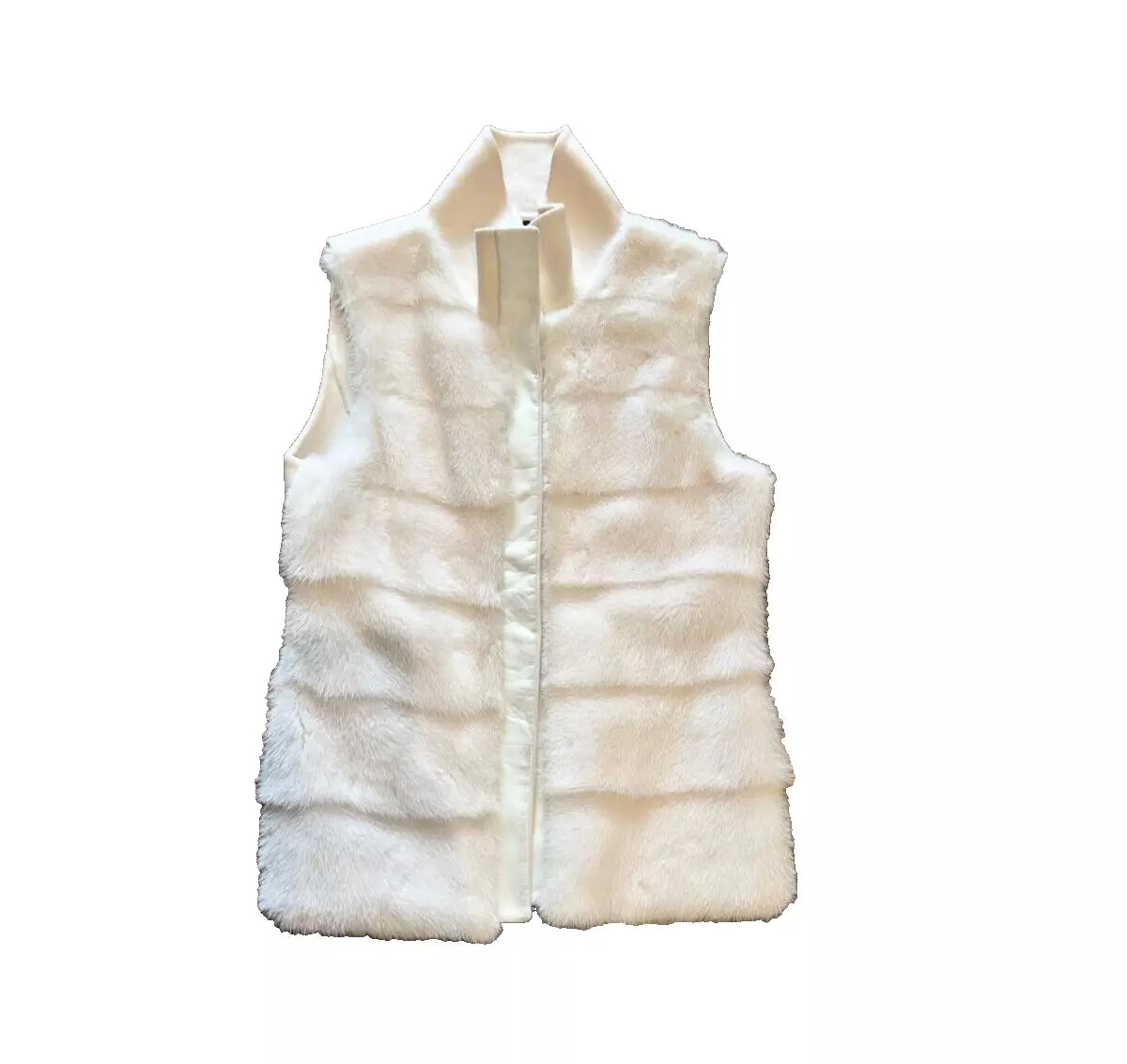 Loro Piana Baby Cashmere Off White Leather Trim Vest Snap Closure