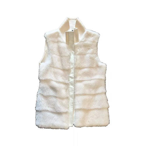 Loro Piana Baby Cashmere Off White Leather Trim Vest Snap Closure