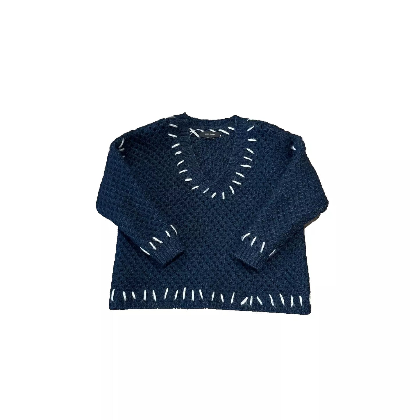 Isabel Marant Chunky Navy White Stitches Sweater