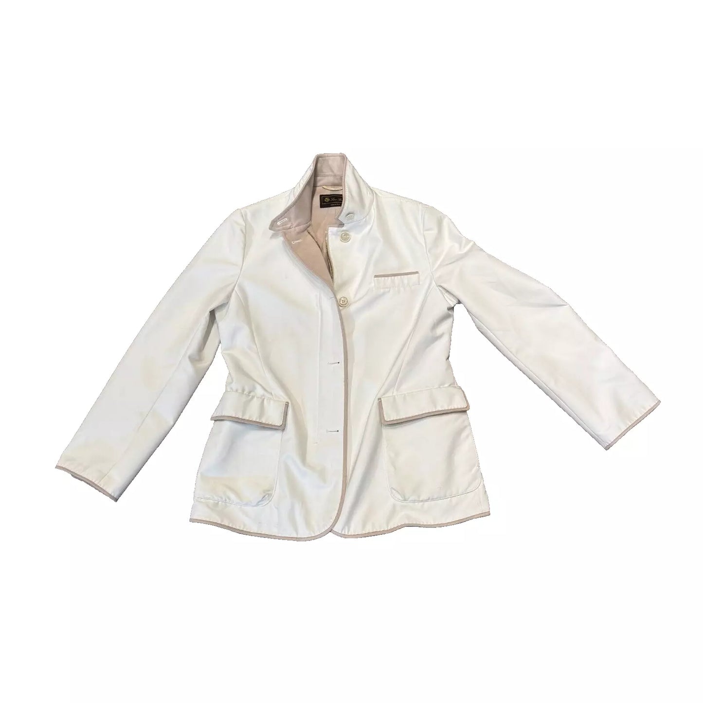 Loro Piana Storm System Cream Cashmere Lined Jacket Size 48